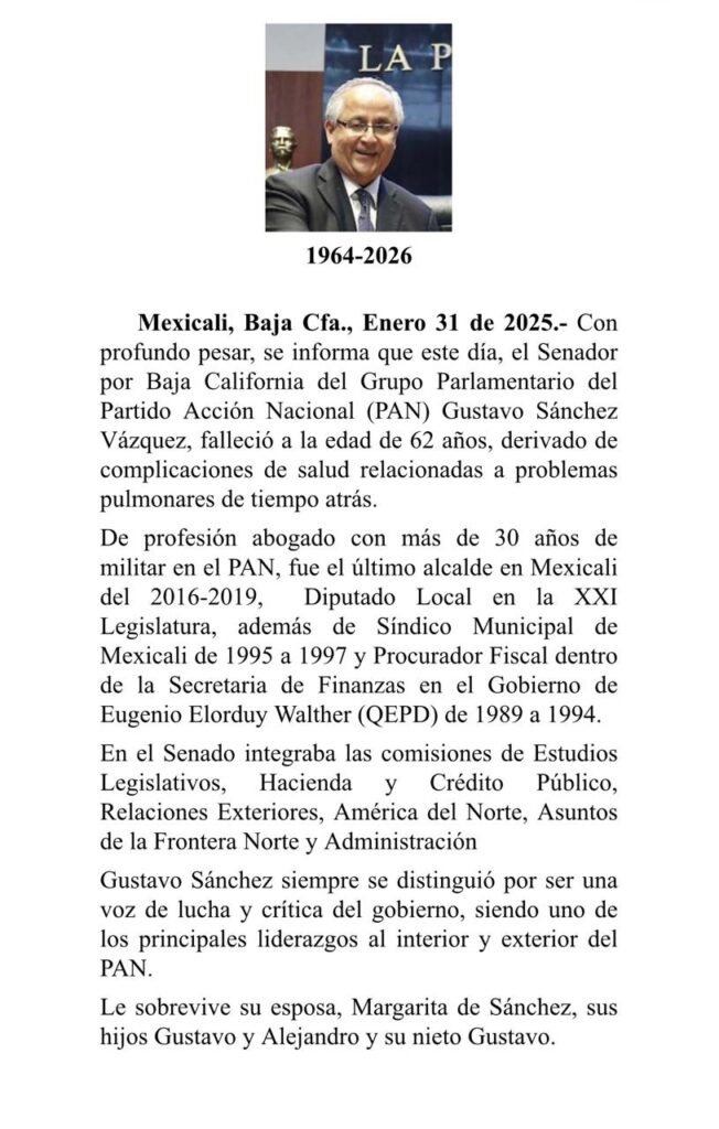Fallece Gustavo Sánchez Vásquez