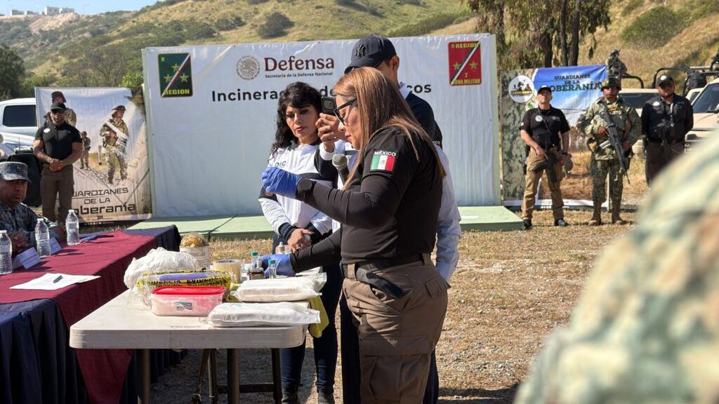Pruebas químicas de detección de drogas previamente a su incineración.