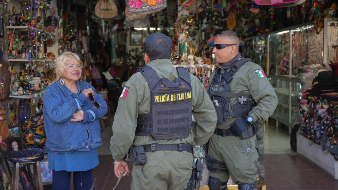Policías en zona turística.