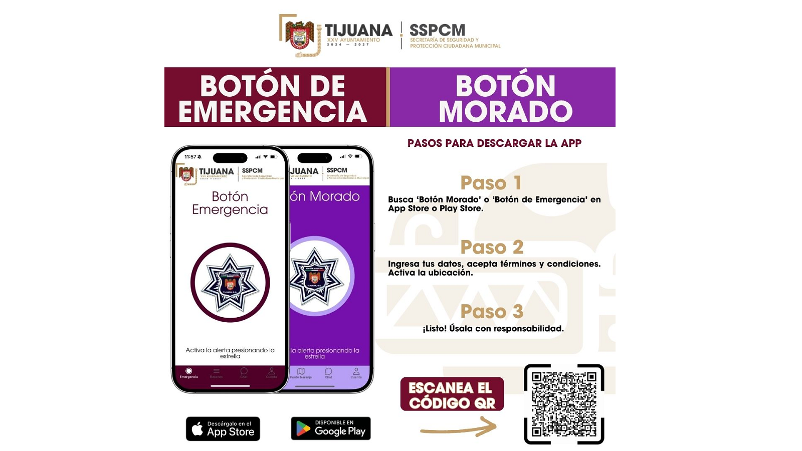 Botón de emergencia, botón morado