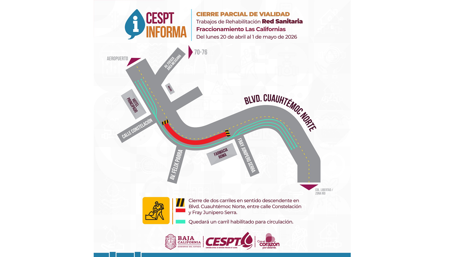 Cierre del bulevar Cuauhtémoc. Cespt