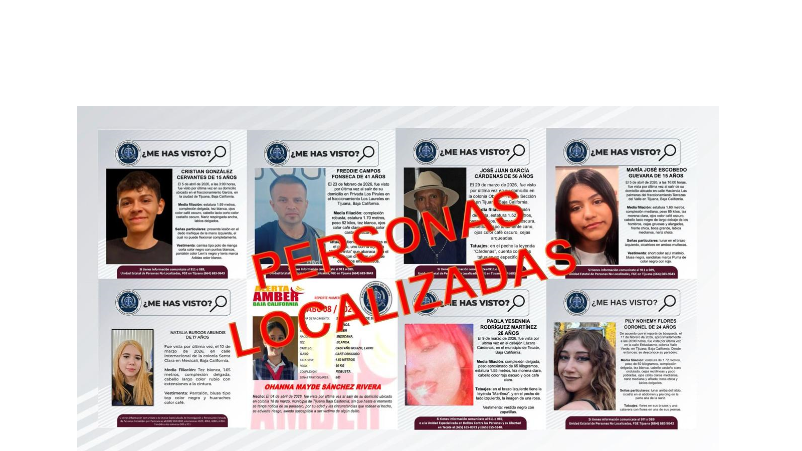 Personas reportadas como desaparecidas